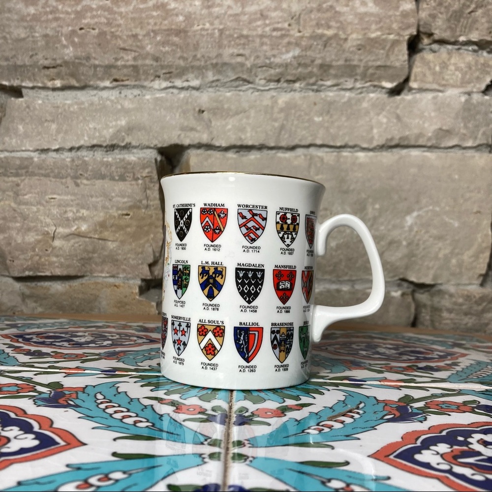 Oxford University Coffee Mug with Crests of colleges.